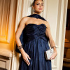 VESTIDO DE FESTA CAMILLE TAFETÁ CHOKER - AZUL MARINHO