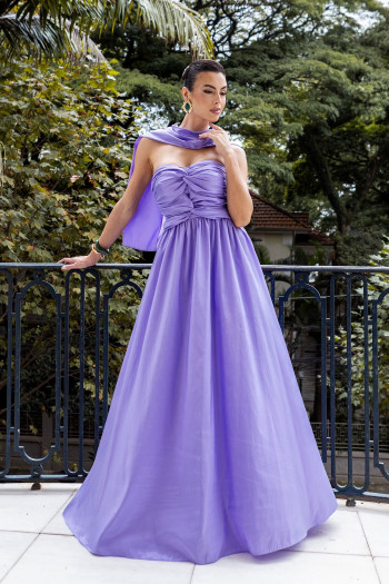 VESTIDO DE FESTA CAMILLE TAFETÁ CHOKER - LAVANDA