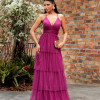 VESTIDO DE FESTA EVANGELINE TULE - FÚCSIA