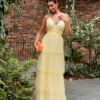 VESTIDO DE FESTA EVANGELINE TULE - AMARELO