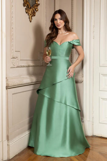 VESTIDO VITÓRIA ZIBELINE OMBRO A OMBRO - VERDE OLIVA