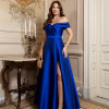 VESTIDO DE FESTA ITÁLIA OMBRO A OMBRO ZIBELINE - AZUL ROYAL