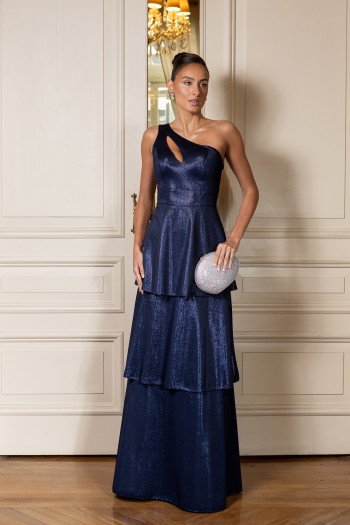 VESTIDO LUXUS DIAMOND UM OMBRO - AZUL MARINHO