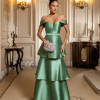 VESTIDO DE FESTA MYKONOS ZIBELINE CAMADAS - VERDE OLIVA