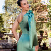 VESTIDO DE FESTA LOS ANGELES CREPE ACETINADO - VERDE OLIVA