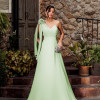 VESTIDO DE FESTA ORQUIDEA CREPE MUSSELINE - VERDE MENTA