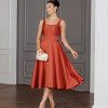 VESTIDO MIDI SINGAPURA ZIBELINE FAIXA AMARRAÇÃO - TERRACOTA ESCURO