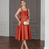 VESTIDO MIDI SINGAPURA ZIBELINE FAIXA AMARRAÇÃO - TERRACOTA ESCURO