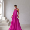 VESTIDO VALENTINA CREPE MUSSELINE - FÚCSIA