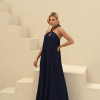 VESTIDO VALENTINA CREPE MUSSELINE - AZUL MARINHO