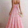 VESTIDO FLÁVIA LONGO DRAPEADO CHIFFON - ROSA