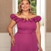 VESTIDO DE FESTA PÂMELA PLUS SIZE DETALHE FLOR - FÚCSIA