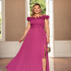 VESTIDO DE FESTA PÂMELA PLUS SIZE DETALHE FLOR - FÚCSIA