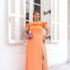 VESTIDO DE FESTA PÂMELA PLUS SIZE DETALHE FLOR - LARANJA