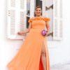 VESTIDO DE FESTA PÂMELA PLUS SIZE DETALHE FLOR - LARANJA