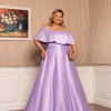 VESTIDO DE FESTA PAULA CREPE ACETINADO PLUS SIZE - LAVANDA