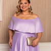 VESTIDO DE FESTA PAULA CREPE ACETINADO PLUS SIZE - LAVANDA