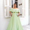 VESTIDO DE FESTA PAULA CREPE ACETINADO PLUS SIZE - VERDE MENTA