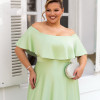 VESTIDO DE FESTA PAULA CREPE ACETINADO PLUS SIZE - VERDE MENTA