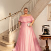 VESTIDO DE FESTA PAULA CREPE ACETINADO PLUS SIZE - ROSÉ
